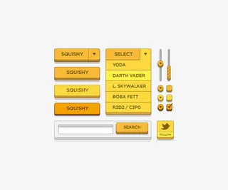 黄色系列网页基础元素免抠