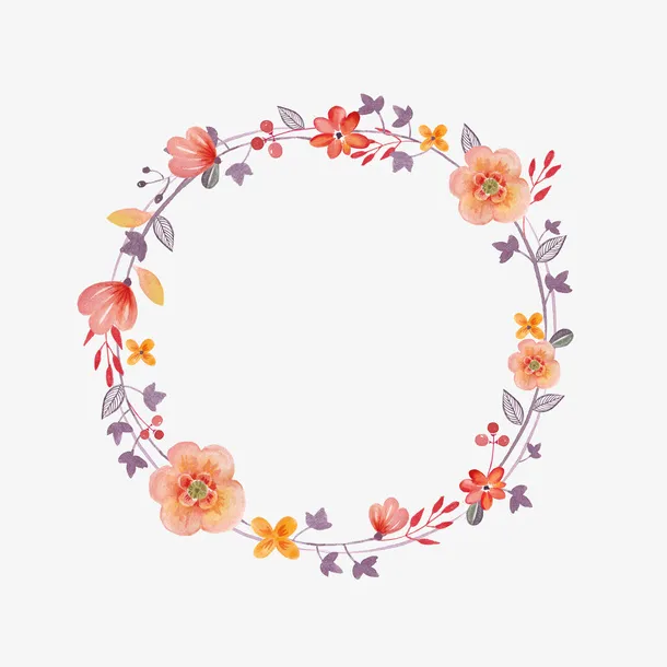 小清新唯美花朵编织花环免抠