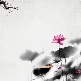 中国风水墨荷花PSD分层主图高清