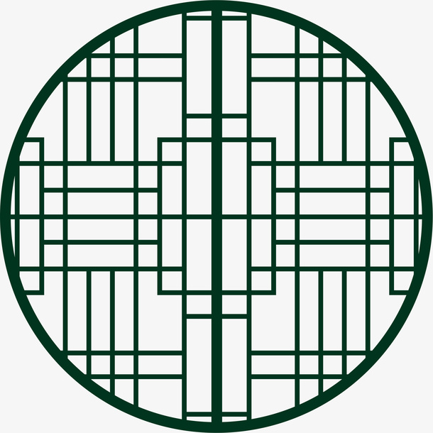 圆形的公园园林窗子免抠