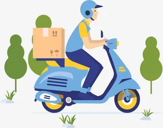 骑摩托送快递的人免抠