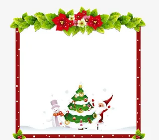 圣诞红色边框免抠