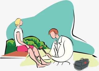 膝盖治疗插画免抠