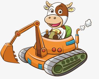 卡通奶牛开车免抠