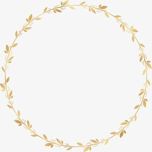 金色花环手绘免抠