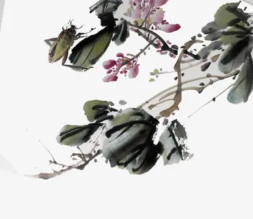 中式风格水墨画免抠