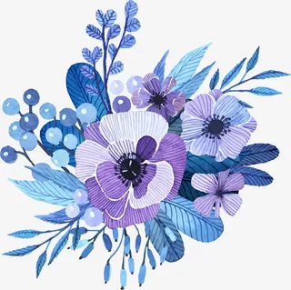 蓝紫色芙蓉花免抠