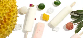 日系夏日清新文艺榴莲荔枝柠檬冰块美食水果冰棒质感纹理背景高清