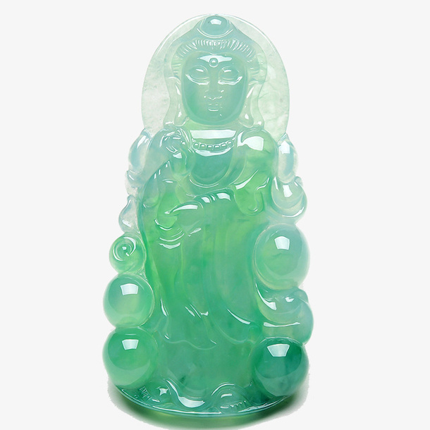 阳绿翡翠观音玉器免抠