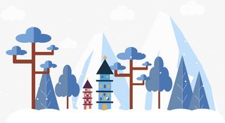 矢量下雪的树林雪山免抠