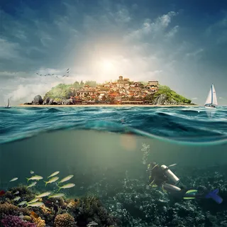 简约海底风景背景图高清