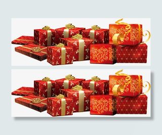 中国风大红色花纹礼盒免抠