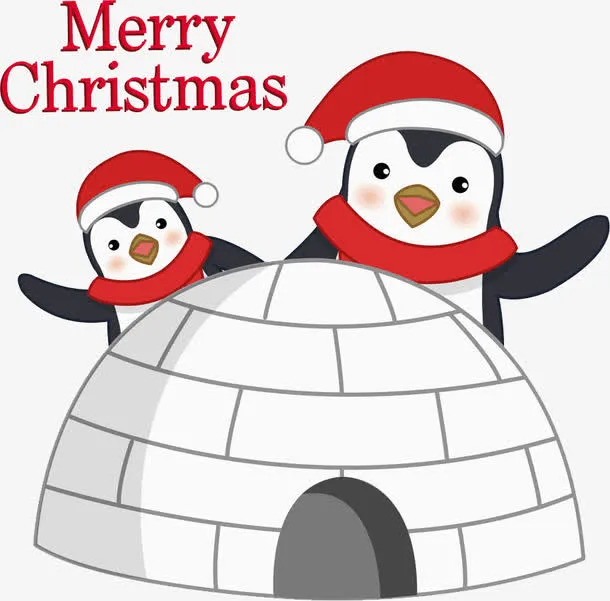 卡通冰雕后的企鹅免抠