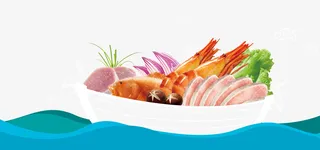 海鲜大杂烩边框纹理免抠