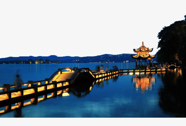 夜晚的西湖免抠