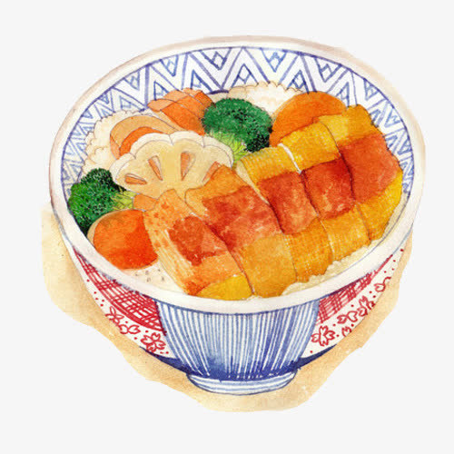 腊肉盖饭手绘画素材图片免抠