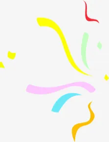 卡通彩色节日彩带免抠
