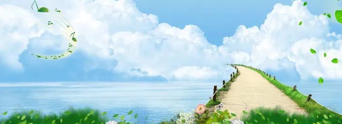 春天踏青海报banner背景高清