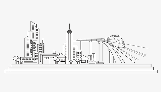 城市线条高铁动车线条免抠