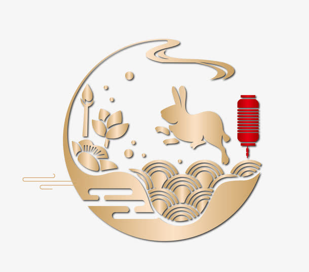 中秋节玉兔矢量图免抠