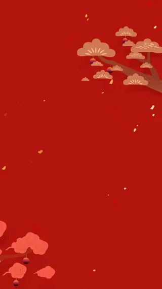 卡通红色树枝H5背景高清