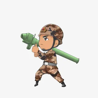 卡通在训练的陆军军人素材免抠