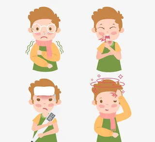 儿童感冒发烧咳嗽症状特征图免抠