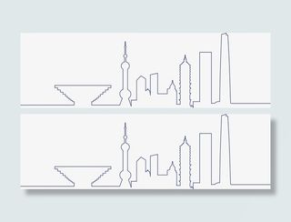 上海建筑图形简笔画素材免抠