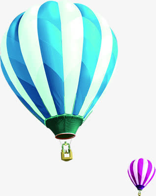 蓝色热气球淘宝促销免抠