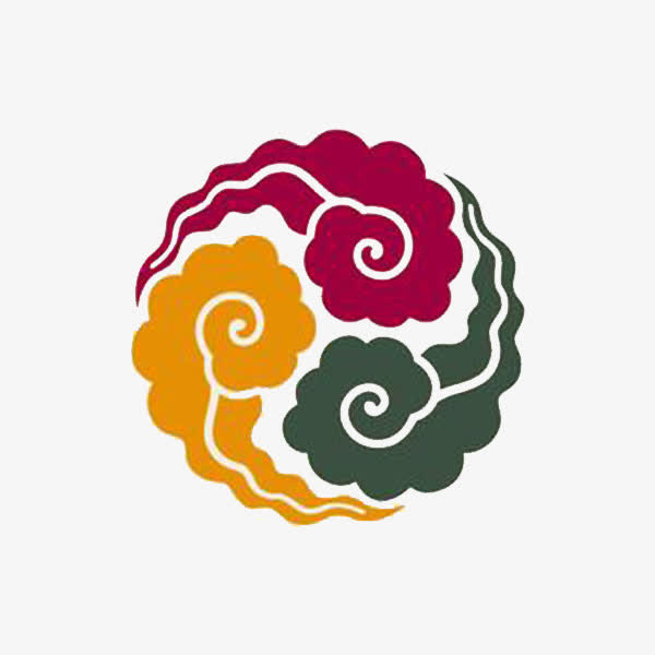 日式腾云花纹免抠