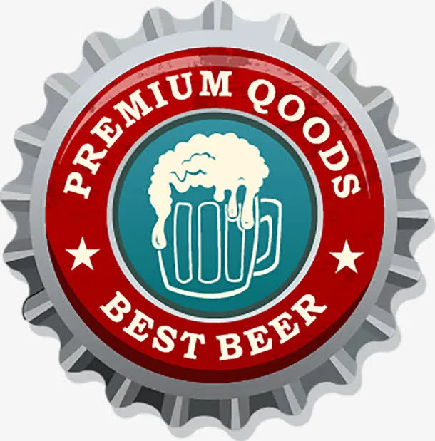 手绘啤酒字母红色瓶盖免抠