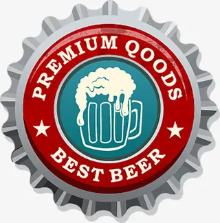 手绘啤酒字母红色瓶盖免抠