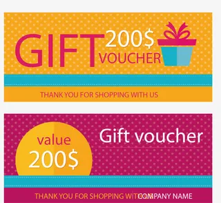 彩色礼品券设计矢量素材免抠