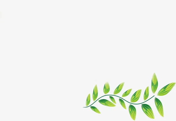 手绘春天绿色树叶免抠