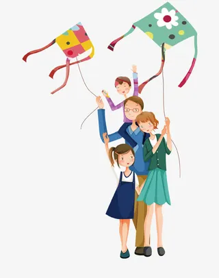 卡通手绘欢乐亲子旅游插画免抠免抠