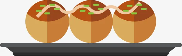 咖啡色扁平美味章鱼烧免抠