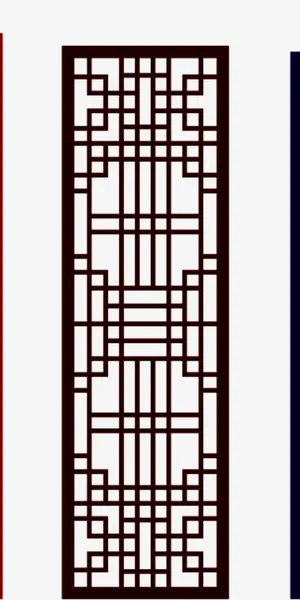 深色古风格子屏风素材免抠