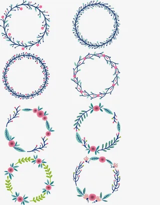 手绘花环免抠