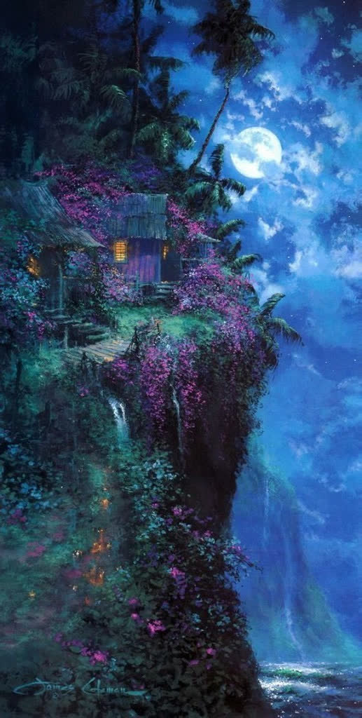 梦幻森林小屋场景插画免抠
