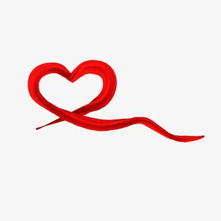 红色爱心形丝带免抠