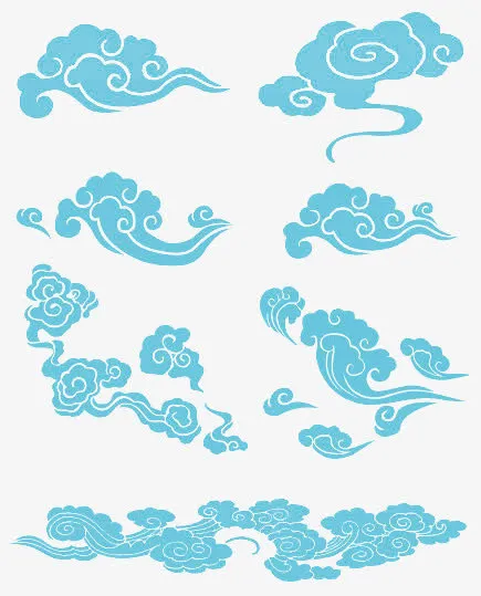 蓝色祥云-各种形态免抠