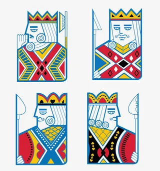 创意彩色戴王冠扑克人物免抠