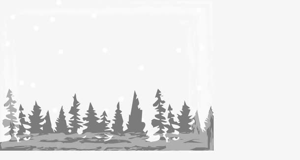 灰色雪地树林免抠