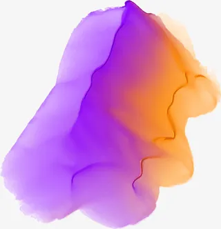 紫色橙色晕染水彩免抠