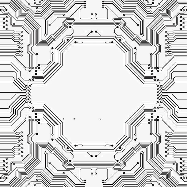 黑色卡通电路线路图免抠