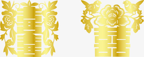 金色双喜免抠