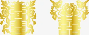 金色双喜免抠