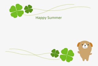 四叶草和小狗可爱边框免抠