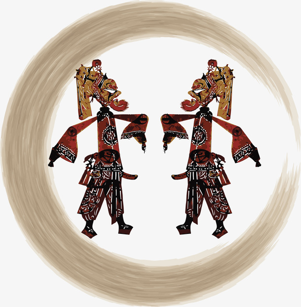 卡通水彩皮影戏插画设计免抠