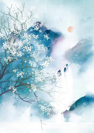 手绘插画水彩背景高清